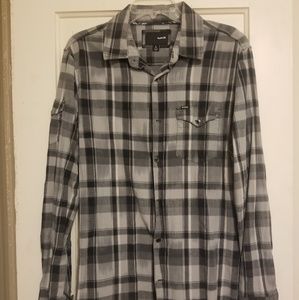 Hurley plaid button up dress shirt